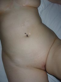 Creamy, belly cum puddles waiting for clean up ;-)