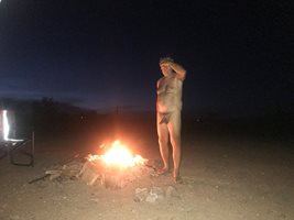 Perfect end to a naked day, a naked campfire