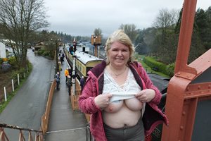 Out & About: A day out at SDR (train spotting) braless and some discrete fl...
