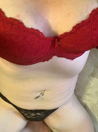 Do u like my red bra and black lace thong panties