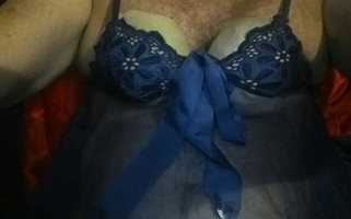 My new sheer blue VS babydoll nighy with tits n cleavage