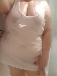 Wet t-shirt in the shower.....