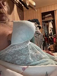My blue lace babydoll with huge tits