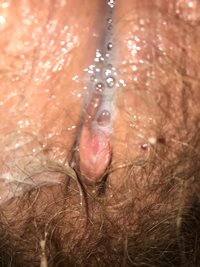Hairy cum filled pussy