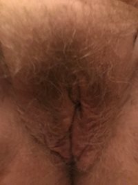 Wife's freshly fucked hairy pussy