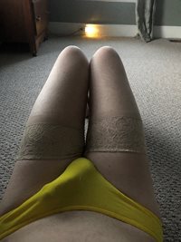 Got me some thigh highs, amazing feel, u can see what happened to him..