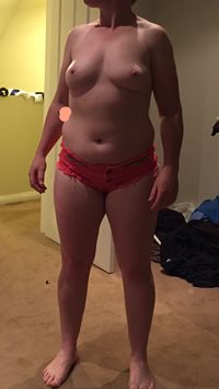 Wife modeling in her short shorts