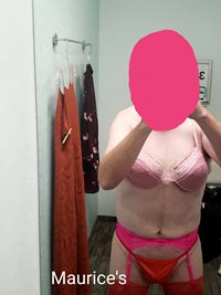 pink lingerie in dressing room