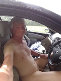 Fully naked in car on public road