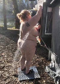 Showering Out In The Open At The Campground