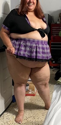 Husbands friend got me this new outfit. Wants me to be his slutty school gi...
