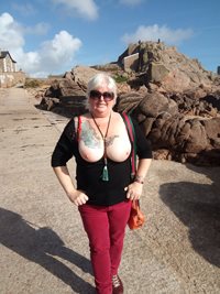 Out & About: Just having some fun flashing my tits.......