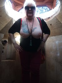 Out & About: Just having some fun flashing my tits. This one was inside the...