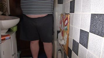 Pissing through panties into toilet