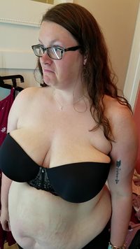 Bbw wife trying on a strapless bra at torrid