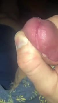 Squeezing out some tasty precum
