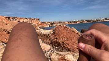 tiny dick catching some winter sun in sunny Spain, slowly shaking