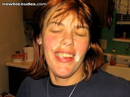 Ready for a clean up after receiving a facial during a bj on the couch