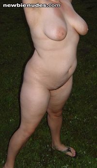 Wife nude in the back yard