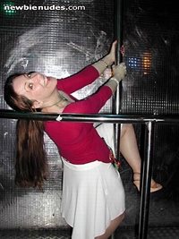 Wife trying a bit of impromtu pole dancing down the club Lol Oh she just ha...