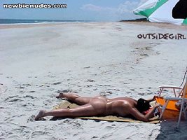 Tanning On Public Beach Before The Crowd Begins !