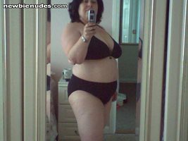 black bikini - showing off my big belly