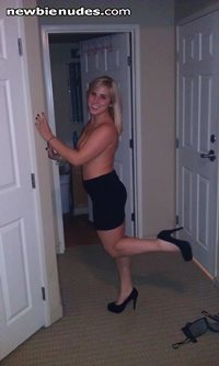 My girl last night in skirt and heels