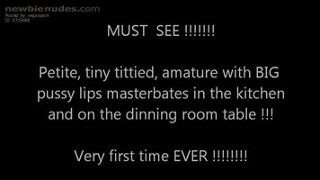 Petite, Small tittied, big pussy lipped amature masterbates in the kitchen,...