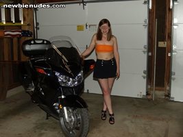 Decided to come inside and take a few pics of me and hubbys new bike.