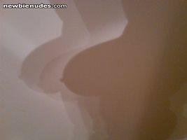 Like my shadow puppet?  Some detail--you can even see my hard nipple in pro...