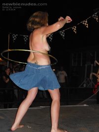 Topless hula hoop contest - I was the winner!!!