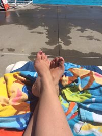 feet getting a little sun today. It is hot out here.